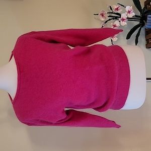 Vintage Hot Pink Chryantheme Lambswool Angora Sweater Sm